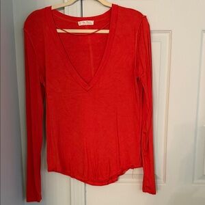 We The Free Vibrant Red/Orange Long Sleeve Top